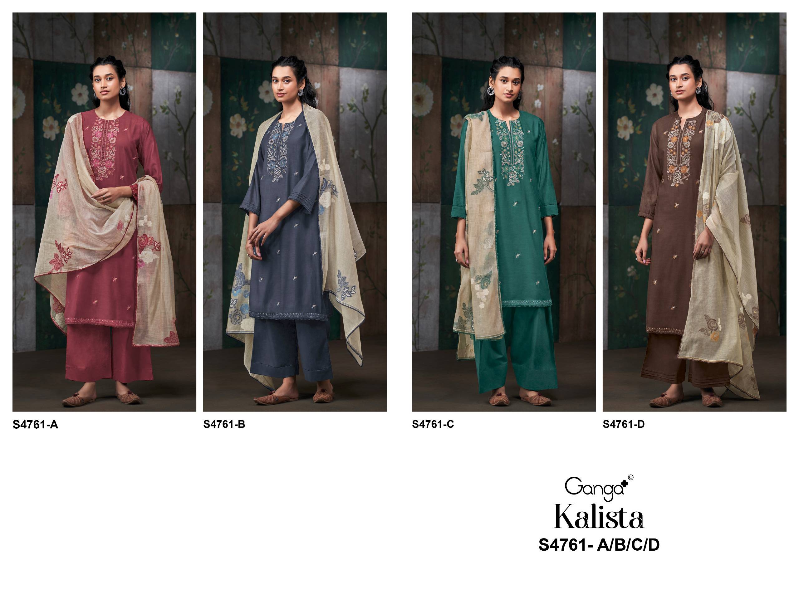 KALISTA 4761 Series By GANGA FASHION Stylish Beautiful Colourful SILK SATIN Dresses At Wholesale Price
